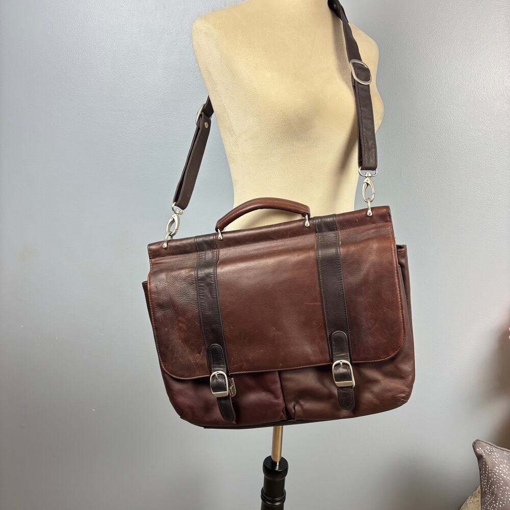 Samsonite Business Casual Series Leather Briefcase Messenger Bag Laptop Satchel